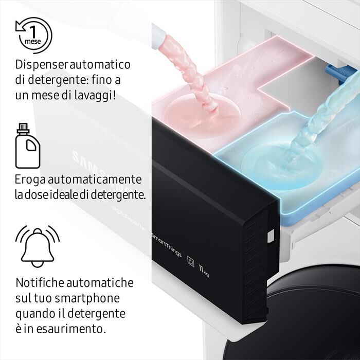 SAMSUNG - Lavasciuga WD90DG6G94BBU3 9/5KG Classe A-nera con oblò e display nero