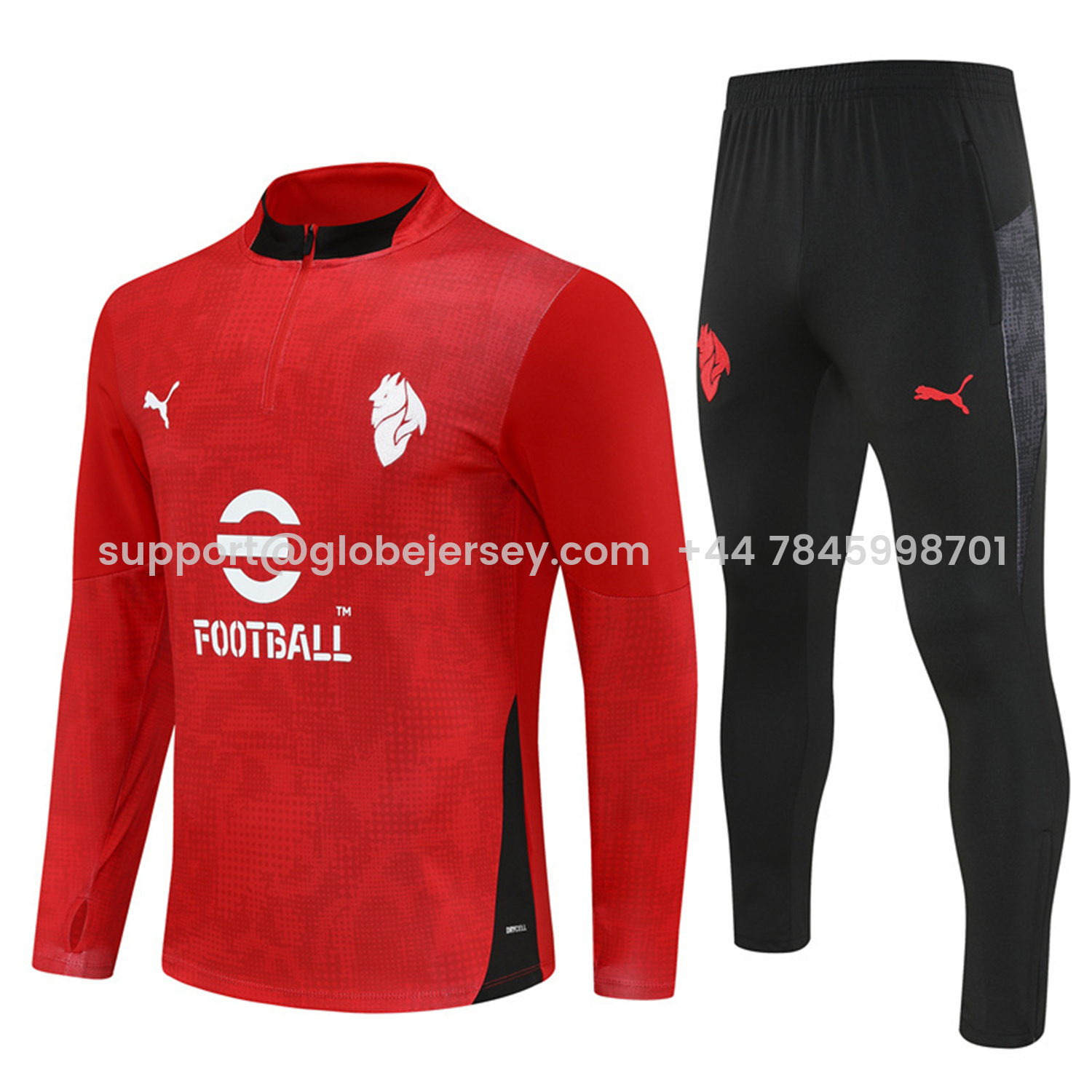 AC Milan 25-26 Long Sleeve Training Set - Red Top & Black Pants