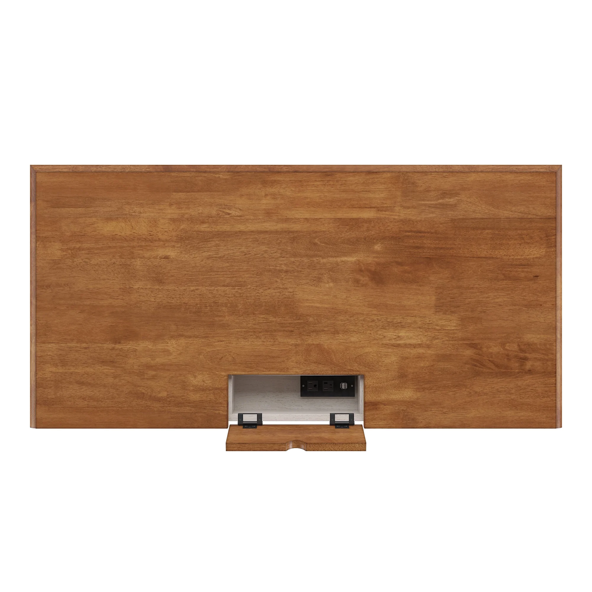 Weston Home Vance 1-Drawer Oak Top Desk with Charging Station, Antique Black