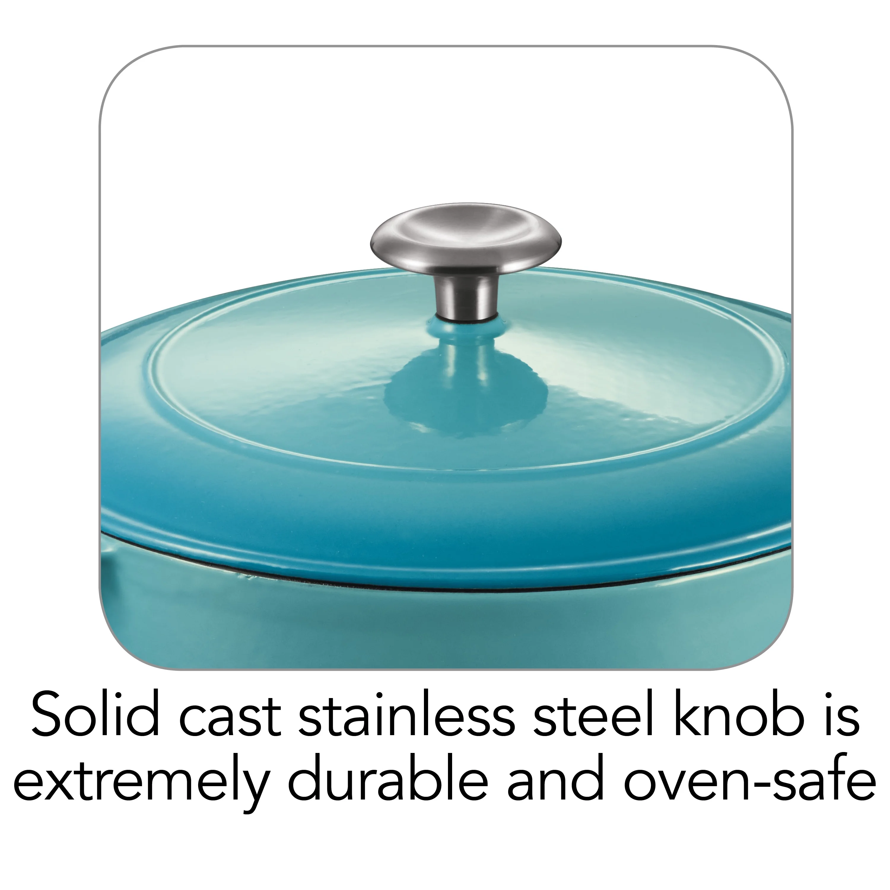 Tramontina Bestow 5.5-Quart Enameled Cast Iron Round Dutch Oven with Lid, Medium Blue, Oven-Safe