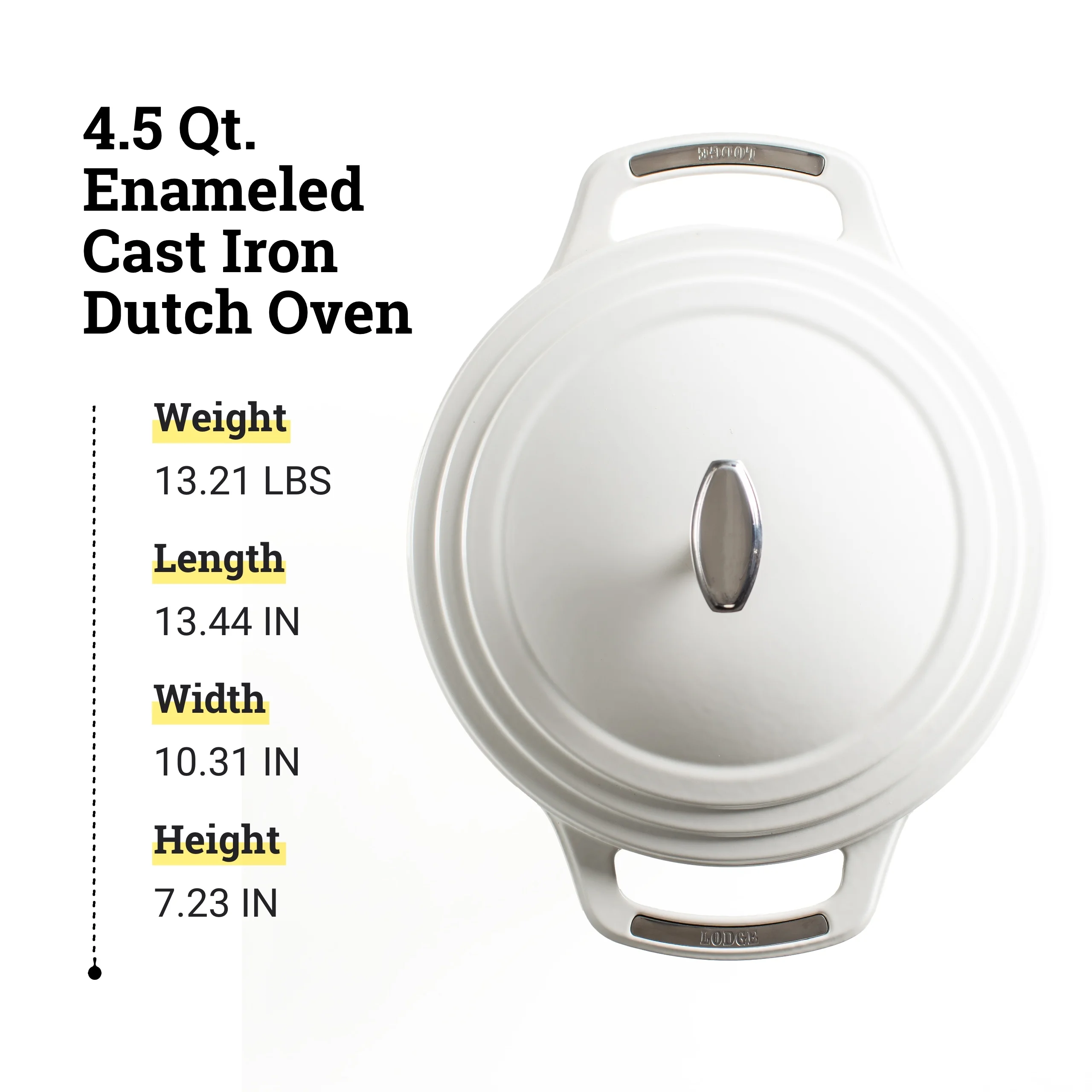 Lodge USA Enamel Dutch Oven 4.5 qt., White