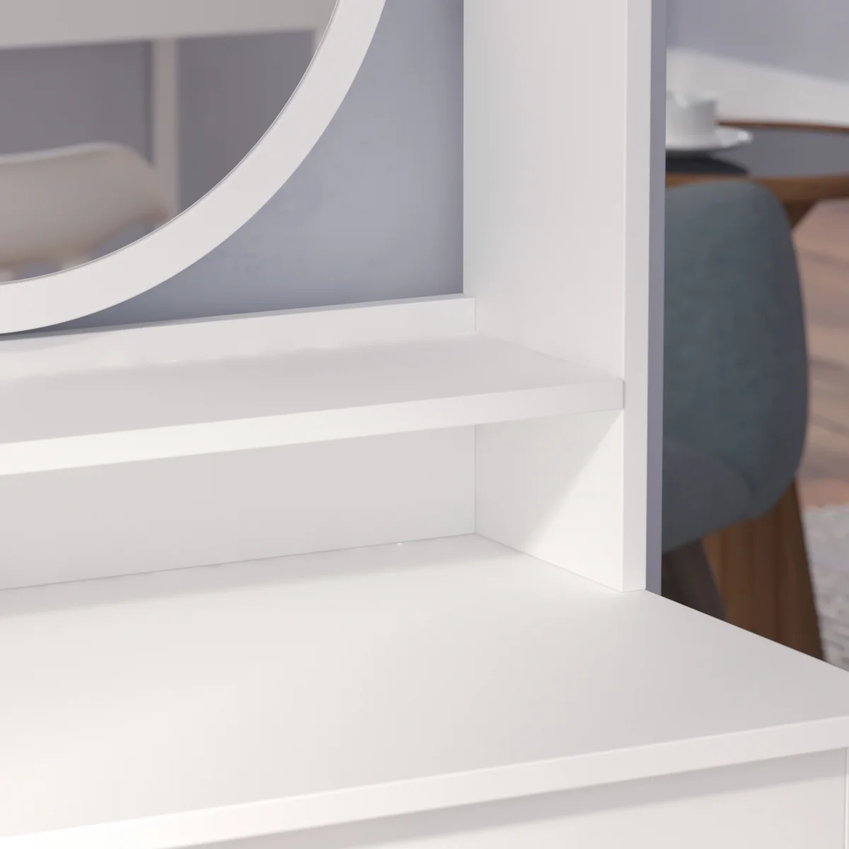 KULAGAGA Vanity Table Set with Light Mirror, Makeup Table with 3 Storage Shelves & 5 Drawers, Dressing Vanity Tables with , Dresser Desk for Girls, Women, White