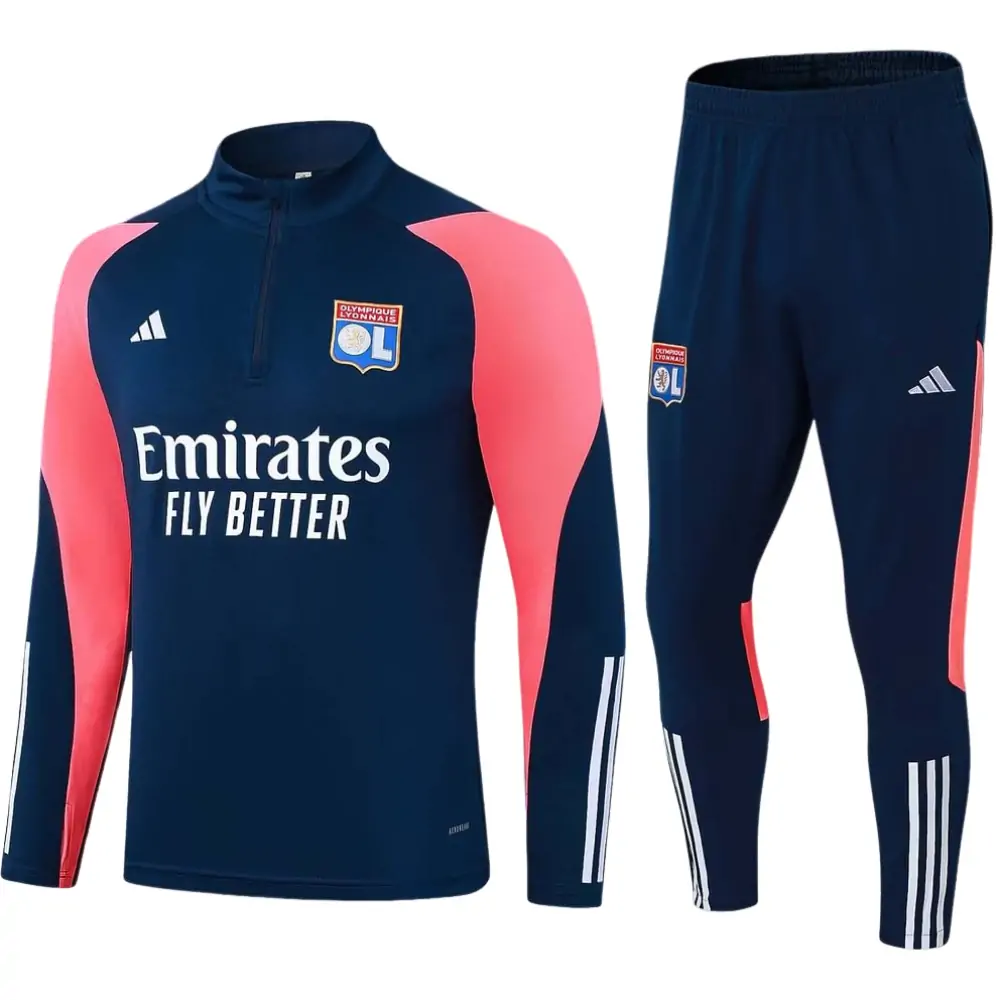2023/2024 Lyon Half-Pull Training Suit Royal blue Football Shirt Set