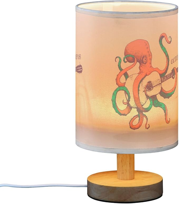 Table Lamp Vintage Octopus Play Guitar Ocean Marine Sea Life Design Nightstand Lamp