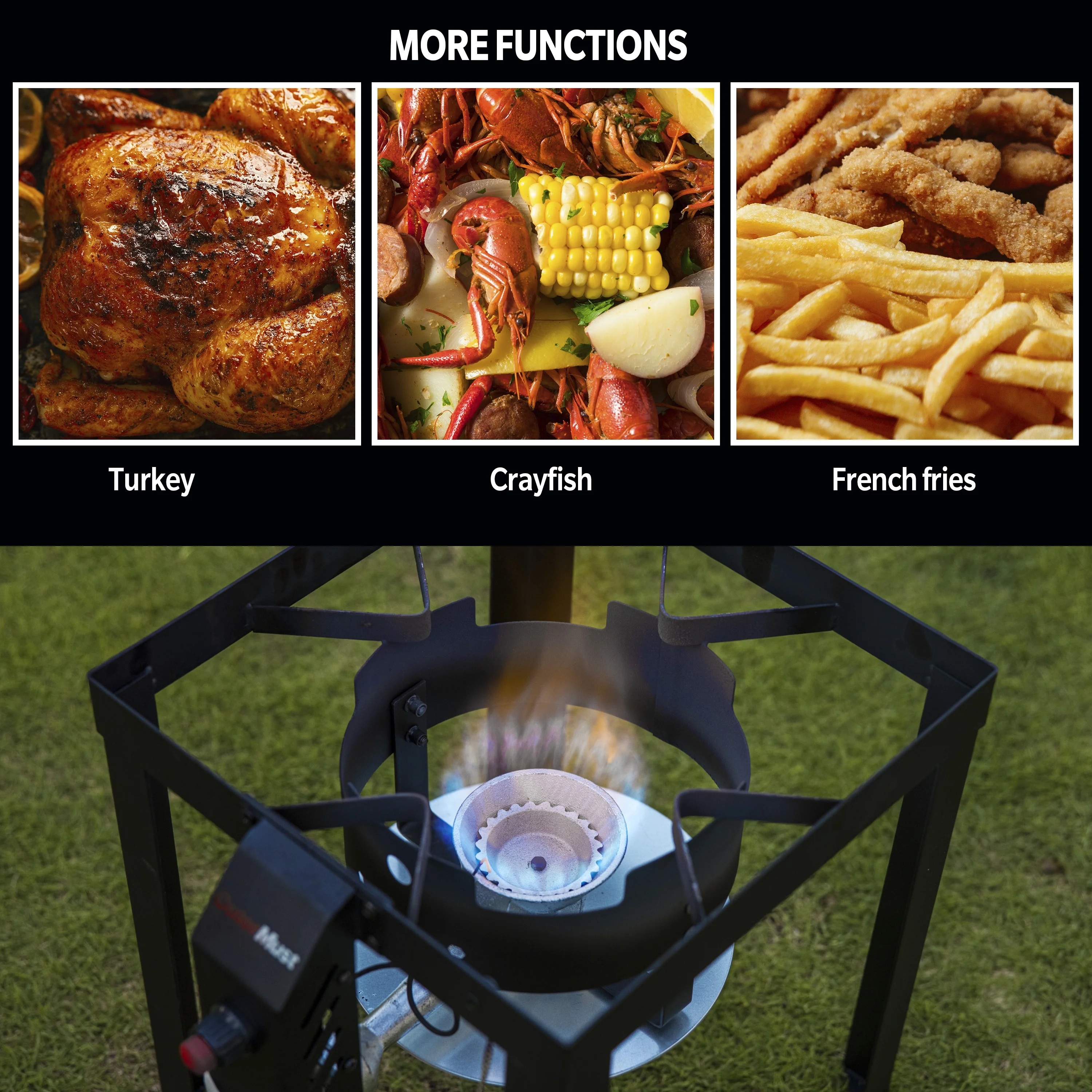 OuterMust 30Qt.?Outdoor Turkey Fryer with Basket and 11 Qt. Fish Fryer, 50,000 BTU Propane Aluminum Deep Turkey Fryer Kit