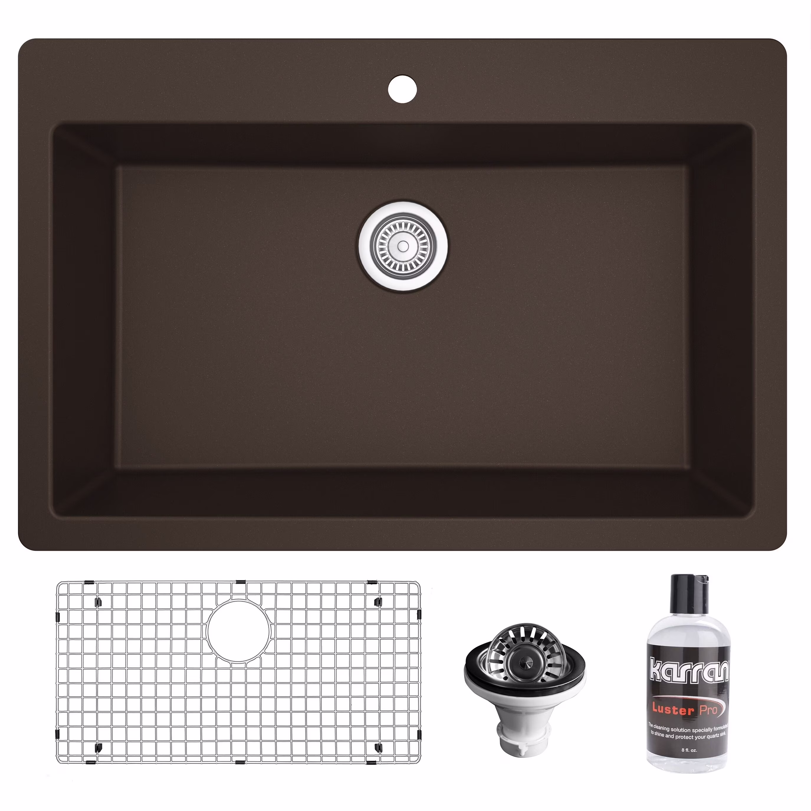 Karran  QT-812 Top Mount 33 in. Large Single Bowl Quartz Kitchen Sink Kit Black