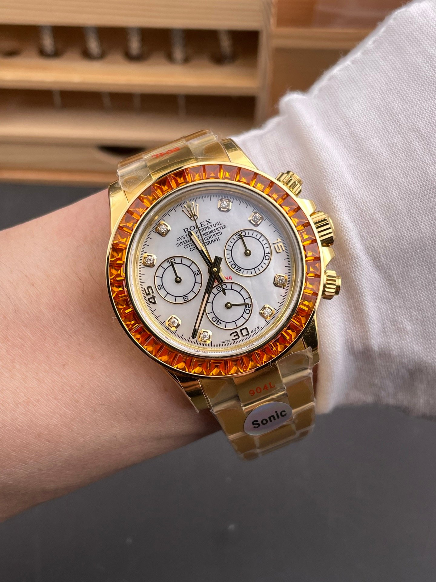 Rolex Daytona Full Gold White MOP Diamond