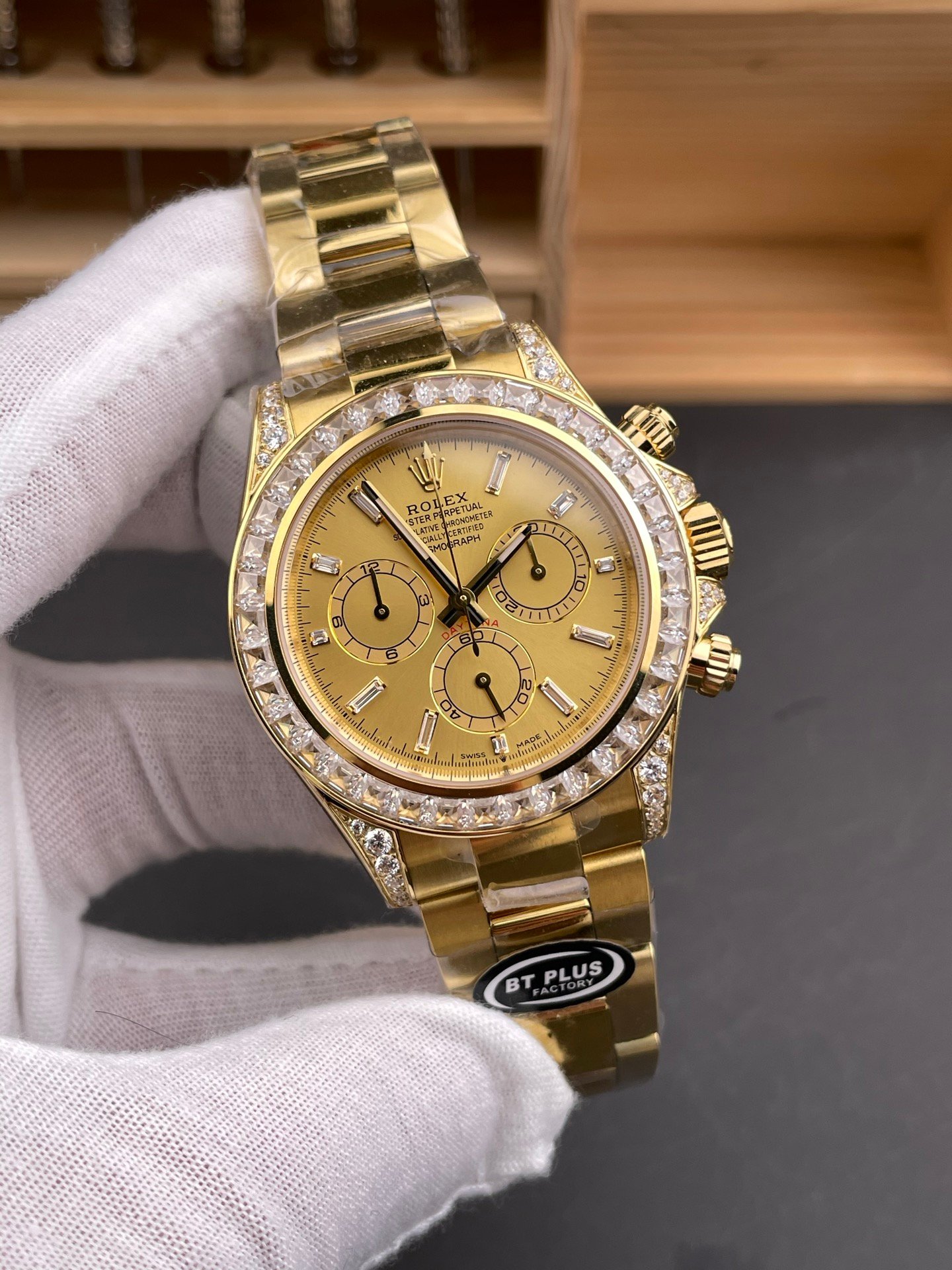 Rolex Daytona Full Gold Baguette Diamond