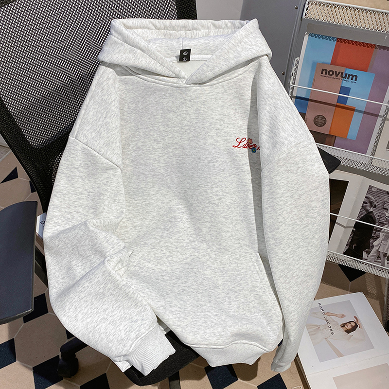 Embroidered flowers tops Korean style hoodie for women