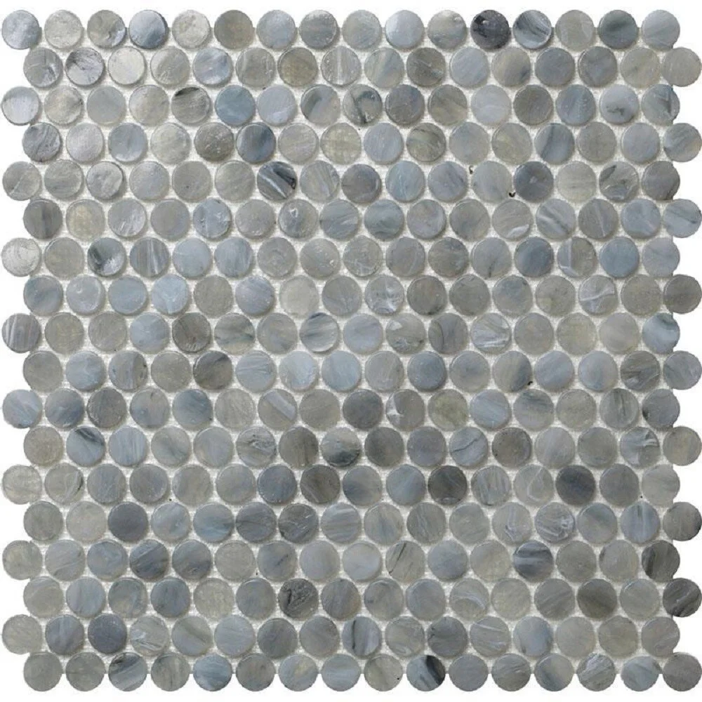 Apollo Tile    10 pack 12.2-in x 12.2-in Gray Penny Round Glass Mosaic Floor and Wall Tile (10.34 Sq ft/case)