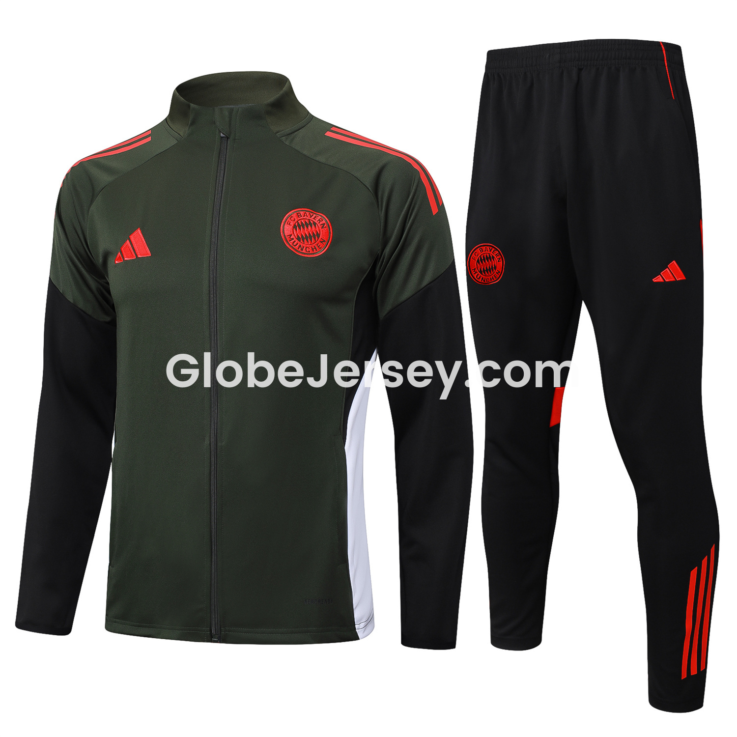 Bayern Munich 25-26 Jacket Training Tracksuit - Army Green Top and Black Pants