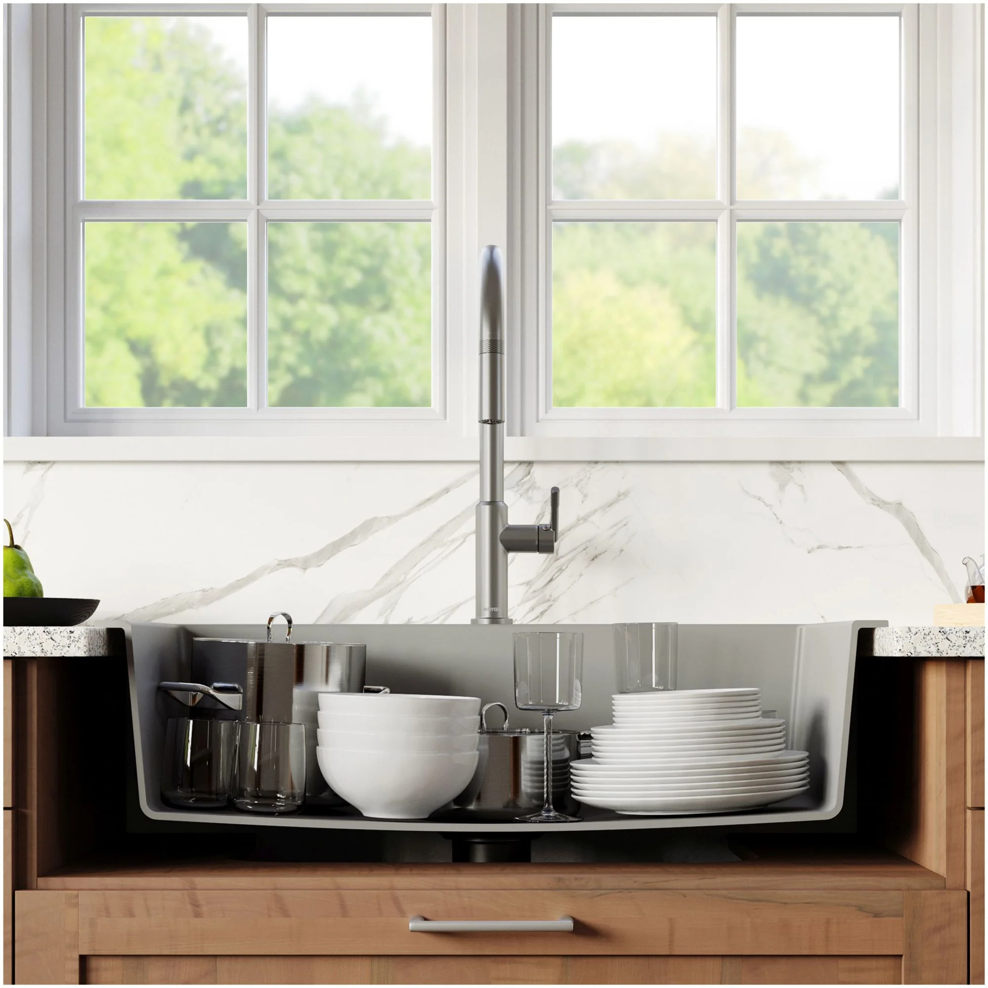 Karran  QT-812 Top Mount 33 in. Large Single Bowl Quartz Kitchen Sink Kit Black