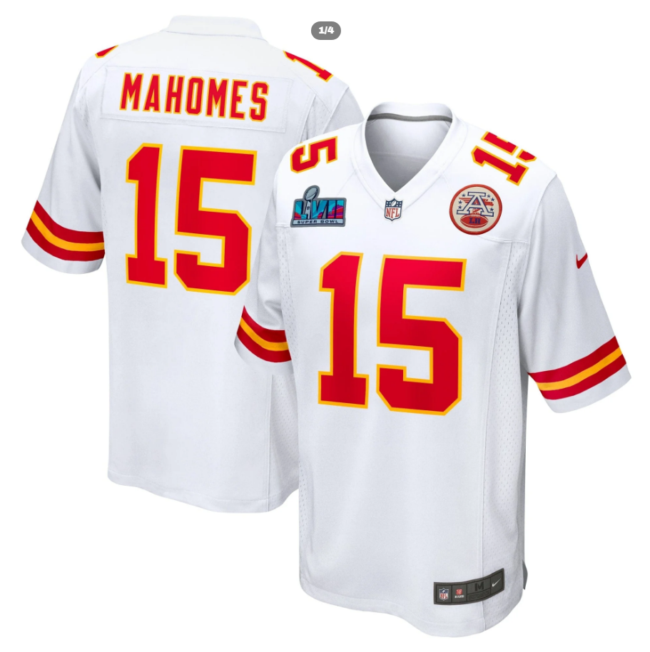 Patrick Mahomes Kansas City Chiefs Nike Super Bowl LVII Patch Away Game Jersey - White