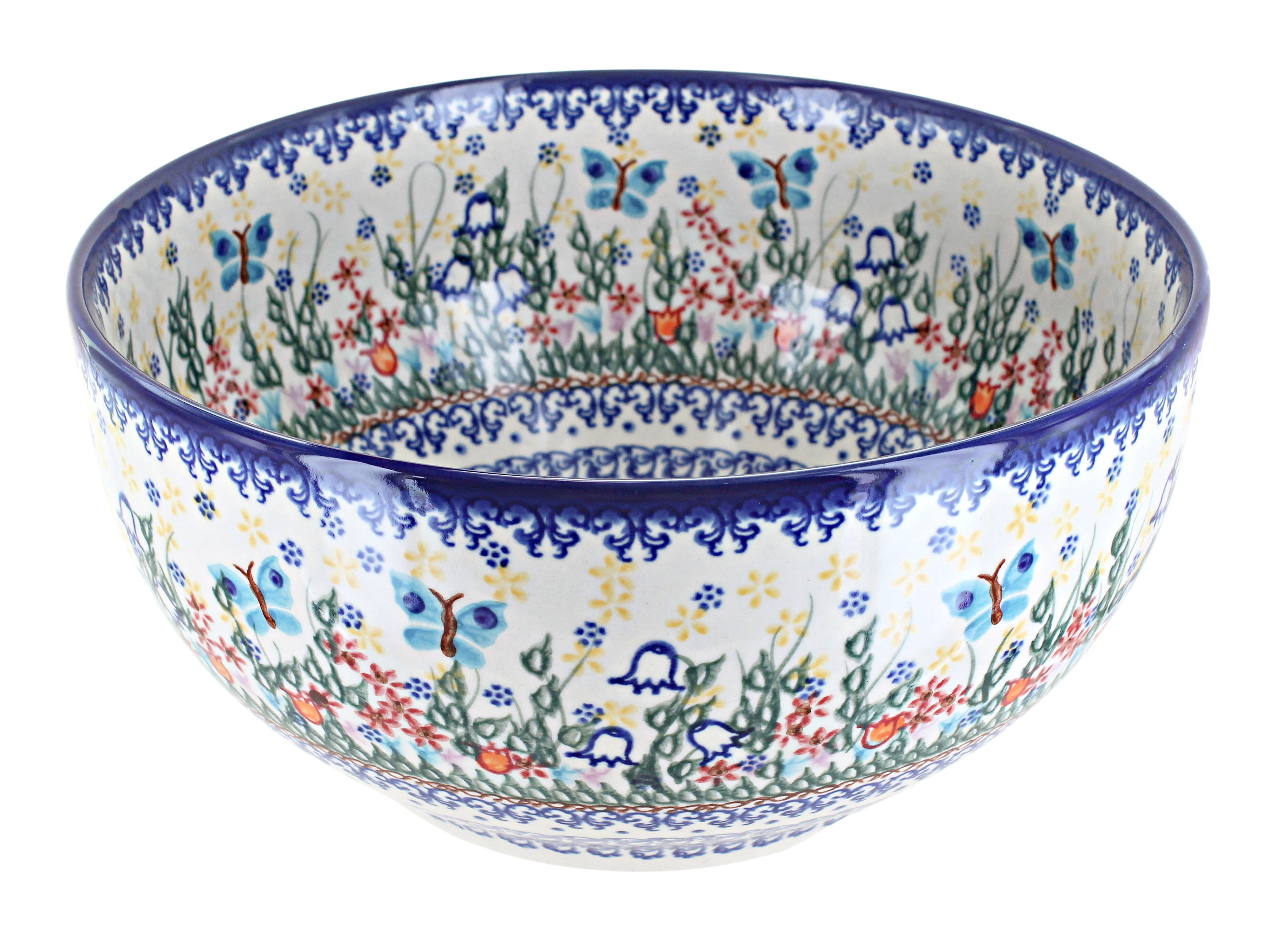 Blue Rose Polish Pottery Daisy Surprise Large Mixing Bowl
