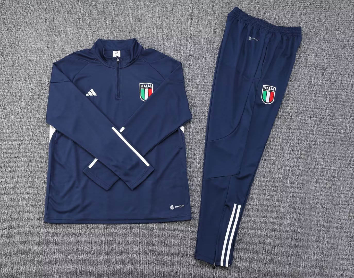2023/2024 Italy Half-Pull Training Suit Royal Blue Soccer Shirt Set