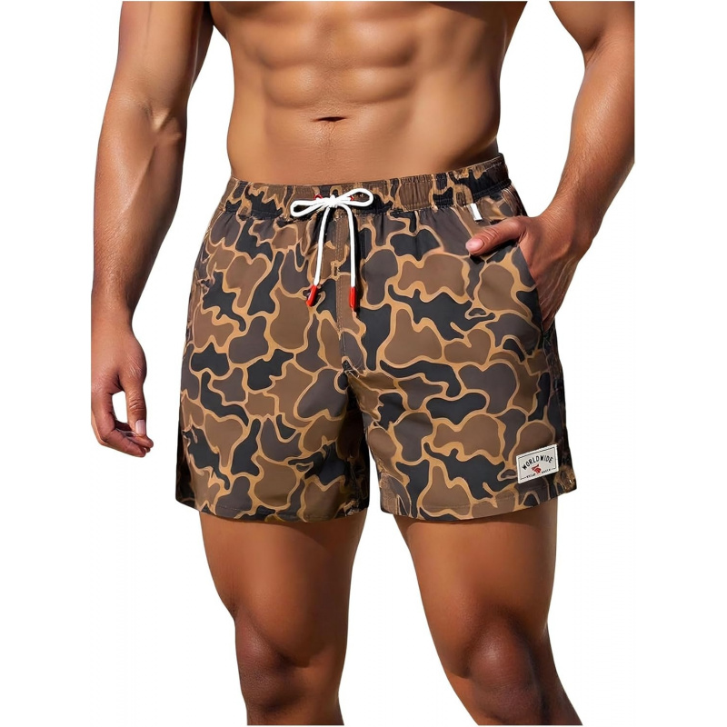 Men's Camo Swim Trunks with Drawstring
