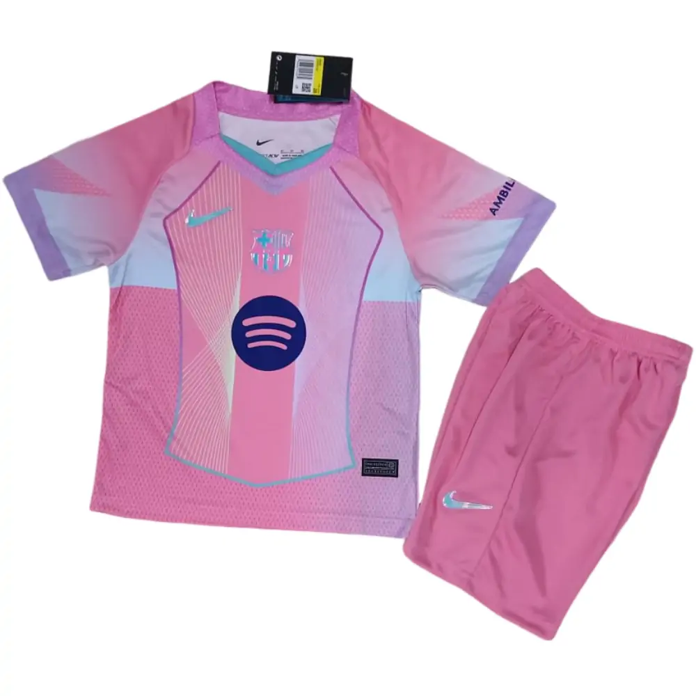 25-26 Barcelona Second Away Pink Jersey - Kids Kit