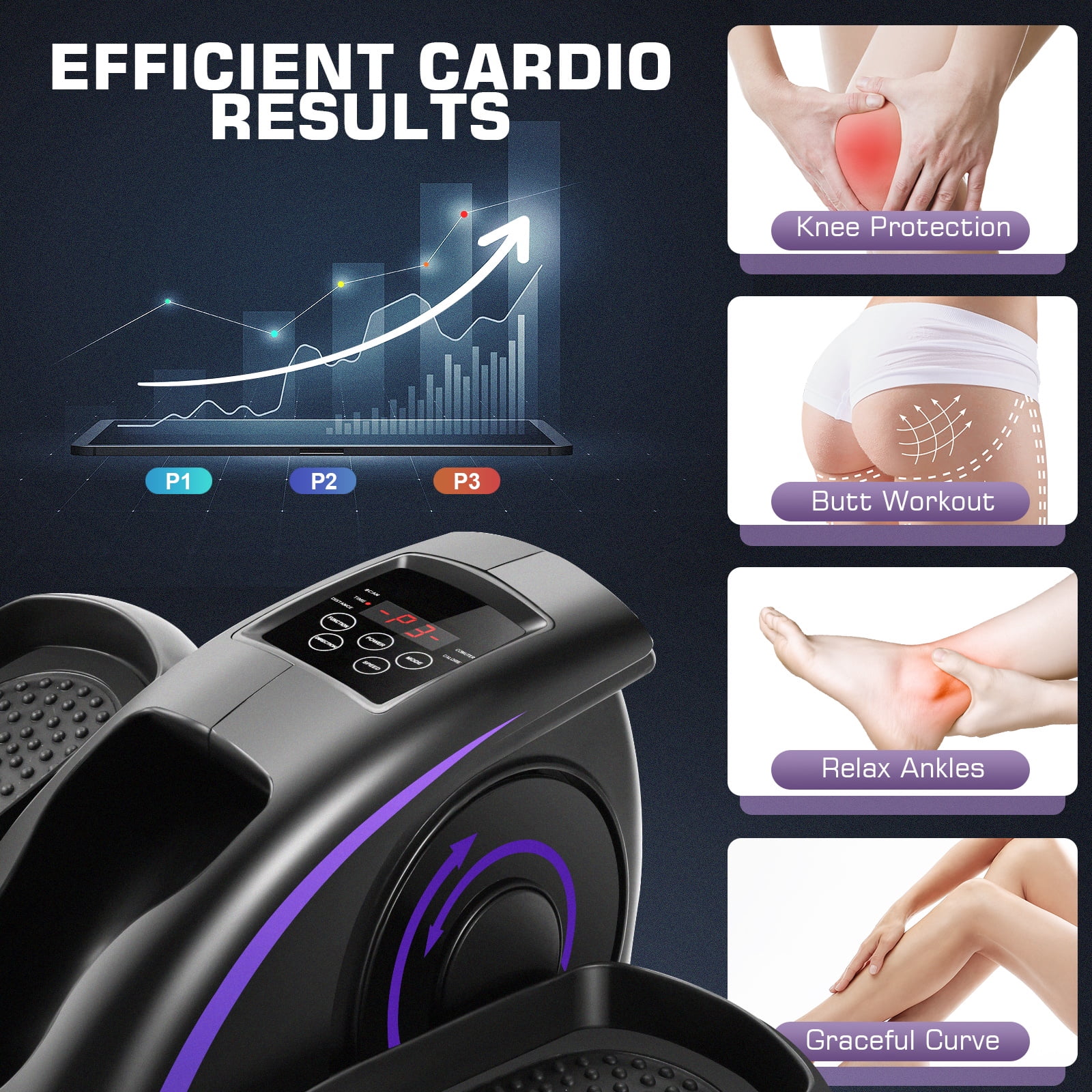 Elliptical Machine, Under Desk Elliptical with Remote Control, Quiet Home Ellipse Exerciser for Seniors