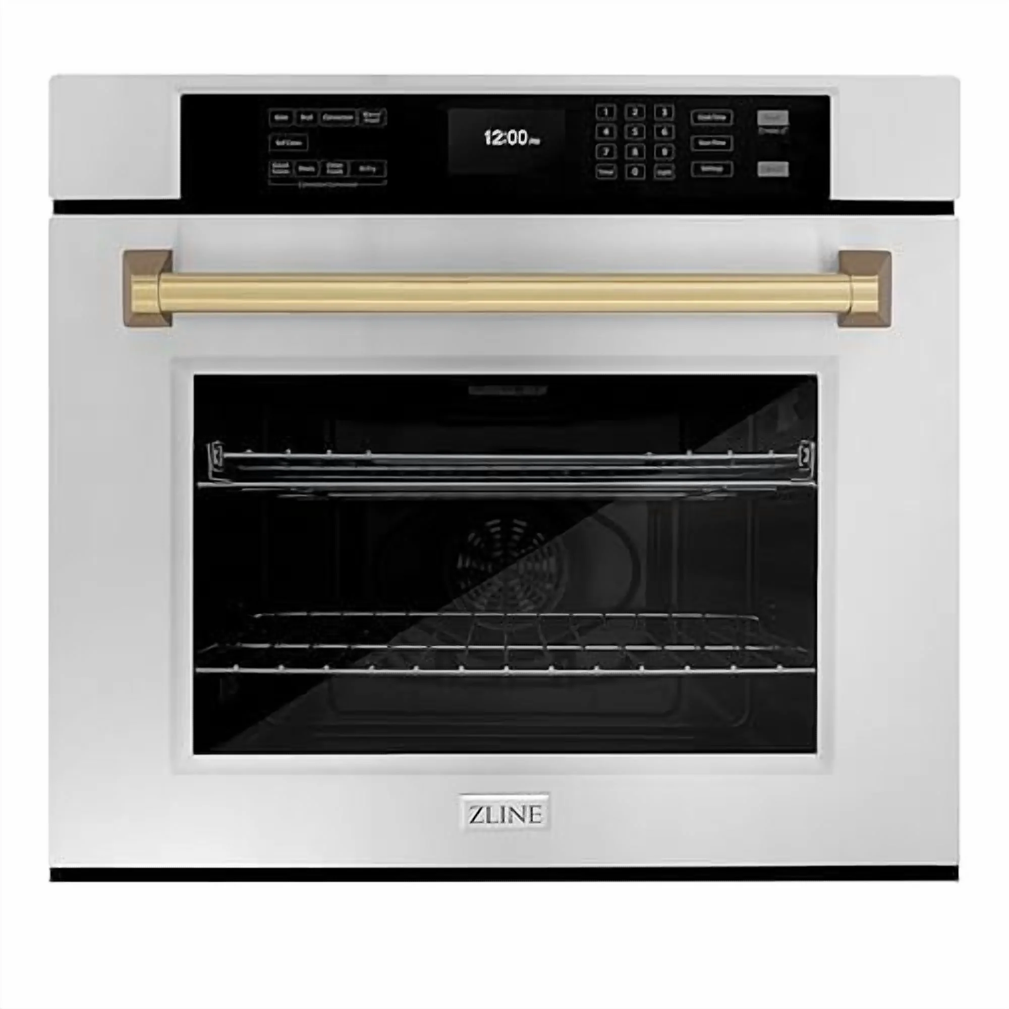 ZLINE 30 in. Autograph Edition Professional Convection Single Wall Oven with Air Fry and Self Clean in Stainless Steel with Champagne Bronze Handle (WASZ-30-CB)