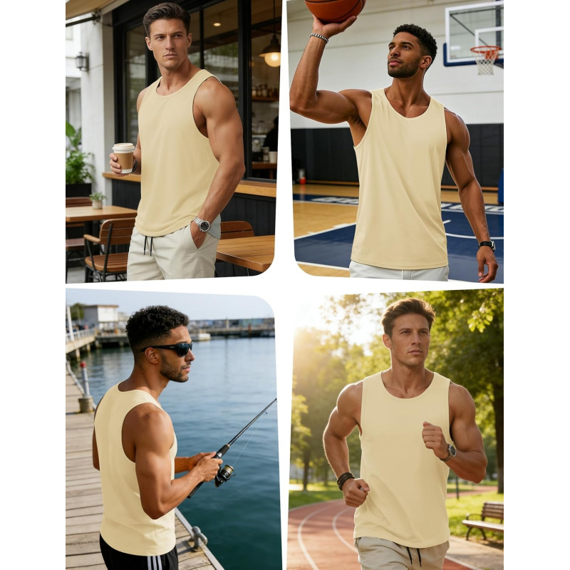 Men's Tank Top UPF 50+ Sleeveless Shirt Cotton Moisture