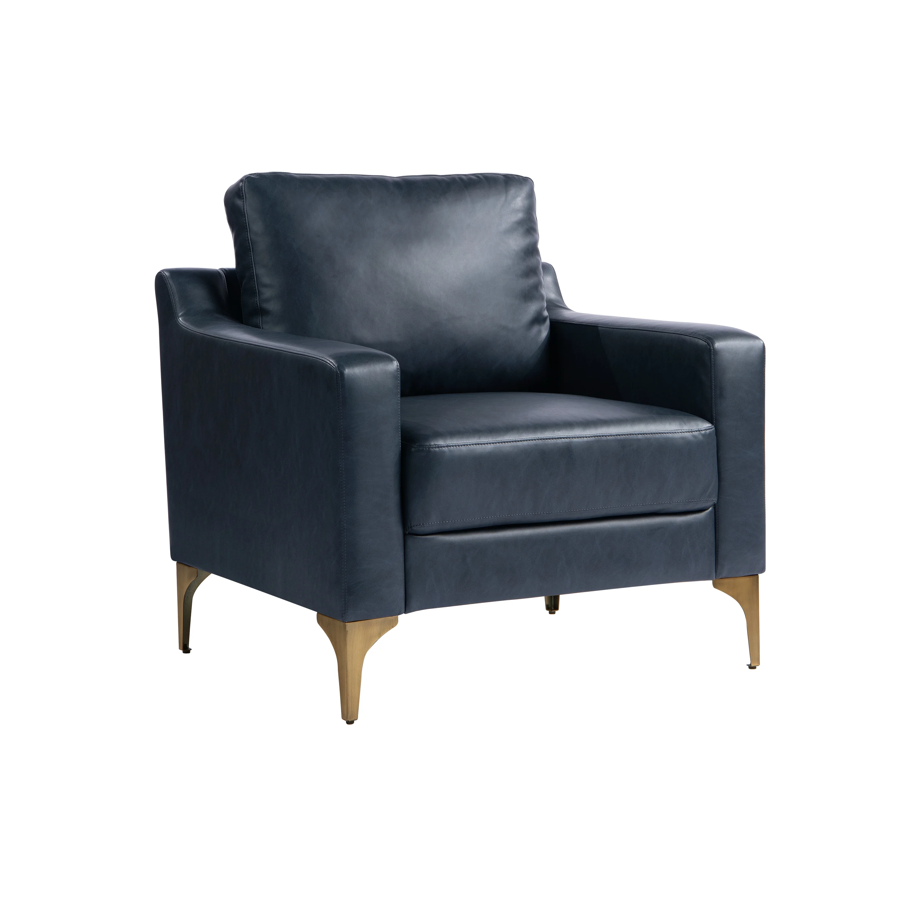 Serta Hemsworth Mid-Century Modern Armchair, Navy Blue Faux Leather