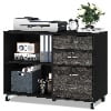 DEXTRUS 3 Drawer Lateral File Cabinet, Printer Stand with Drawers, File Cabinet Fits A4 Letter Legal Size Folders, Black