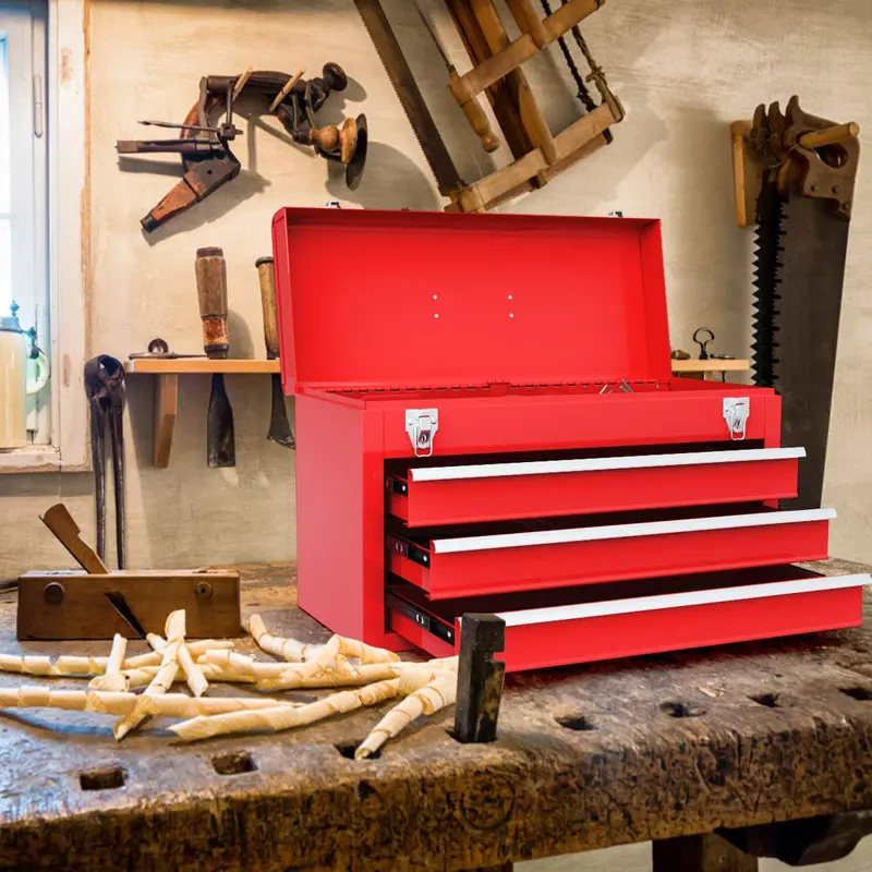 20-Inch Portable Steel Tool Chest with Durable Cabinet Construction