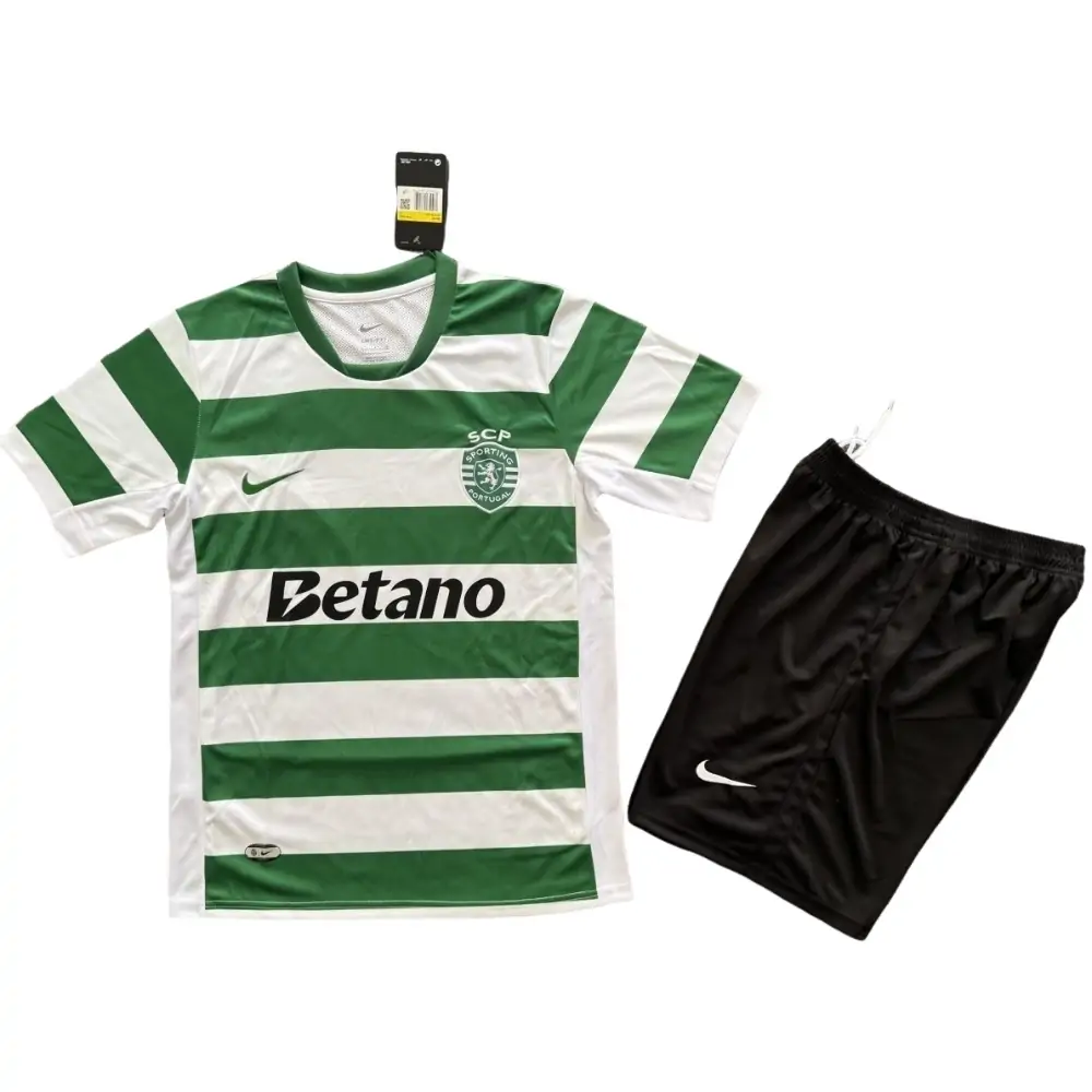2025-26 Sporting CP Home Kit - Short Sleeve Children's suit Fans Edition