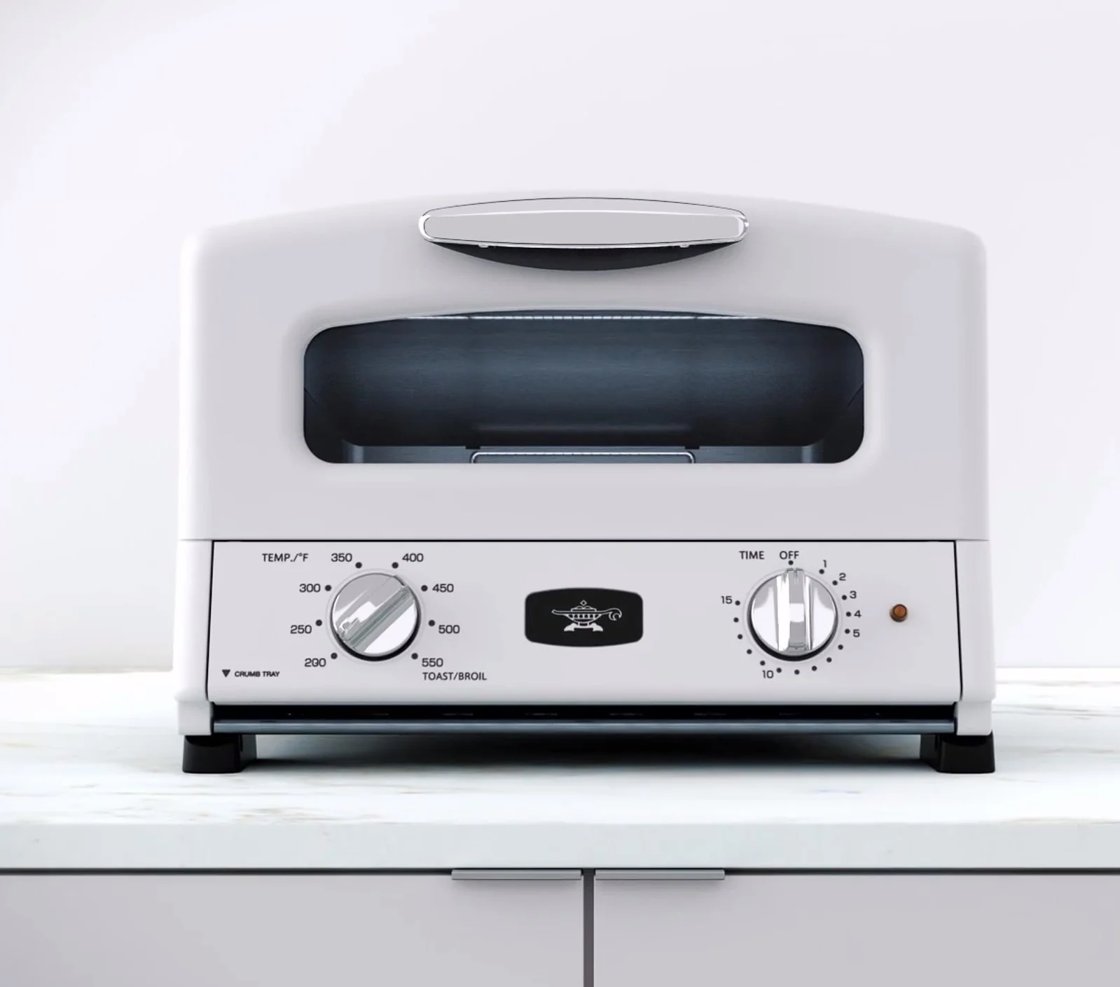 Sengoku SET-G16A(W) HeatMate Graphite Compact Countertop Toaster Oven with 4 Non-Stick Pans for Toasting and Baking, 120 Volt, Eggshell White