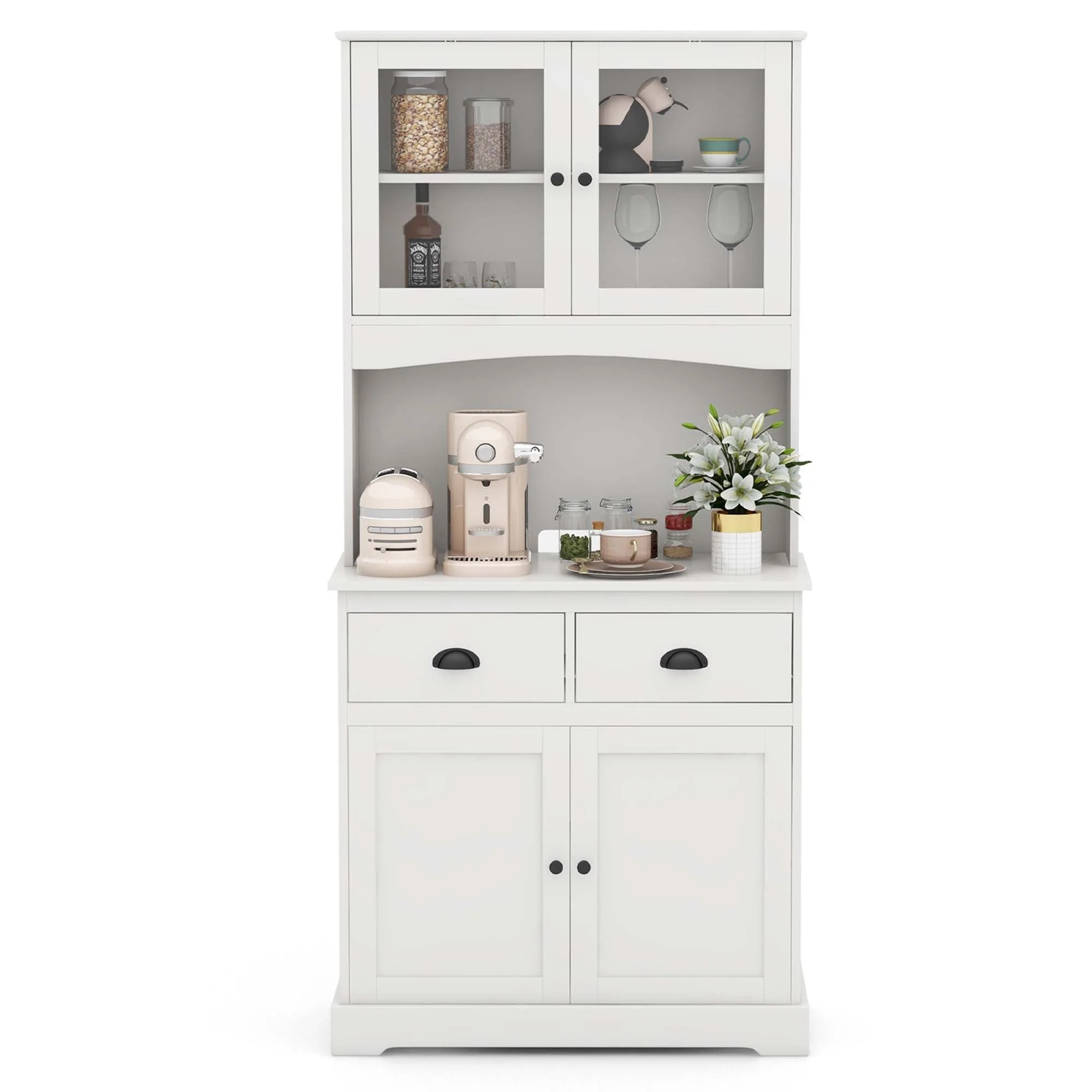 Costway 67'' Storage Cabinet Closet Kitchen Pantry Cupboard with Adjustable Shelves White