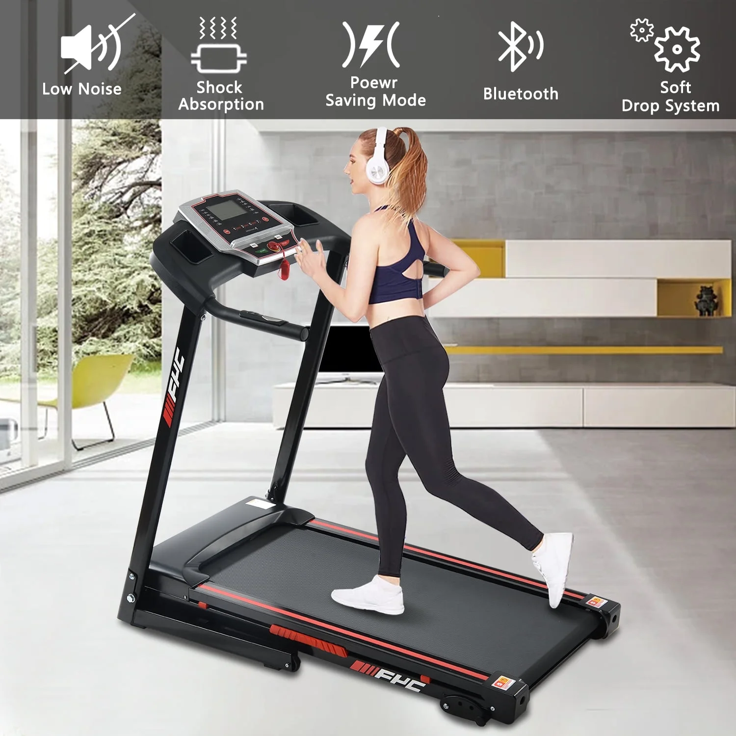 SWERTOY Folding Treadmill, Install Free Under Desk Treadmill Portable Foldable with Incline, Large LCD Display, 3.5HP Foldable Treadmill with 2s Folding
