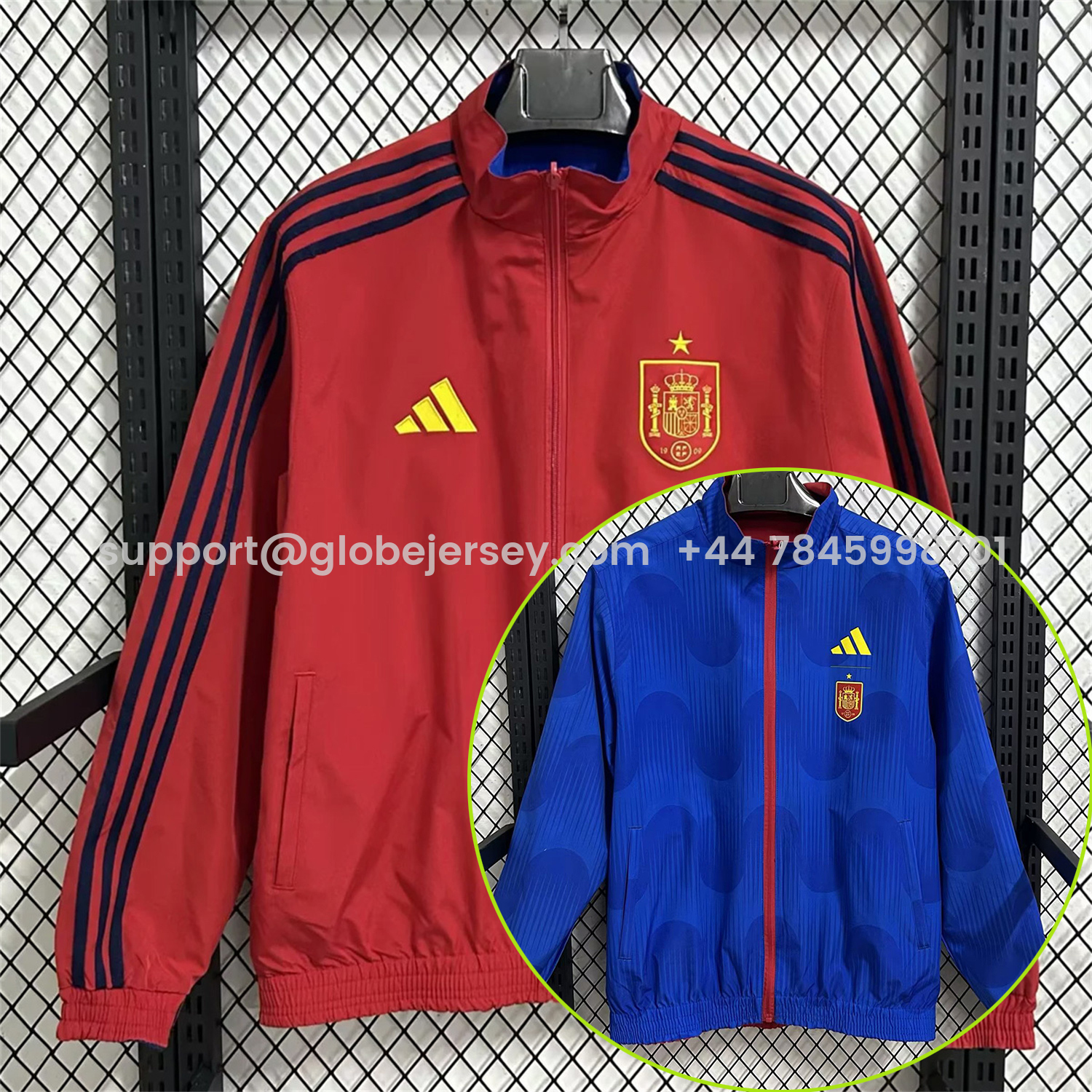 Spain 2026 Pre-Match Double Sided Reversible Windbreaker - Red
