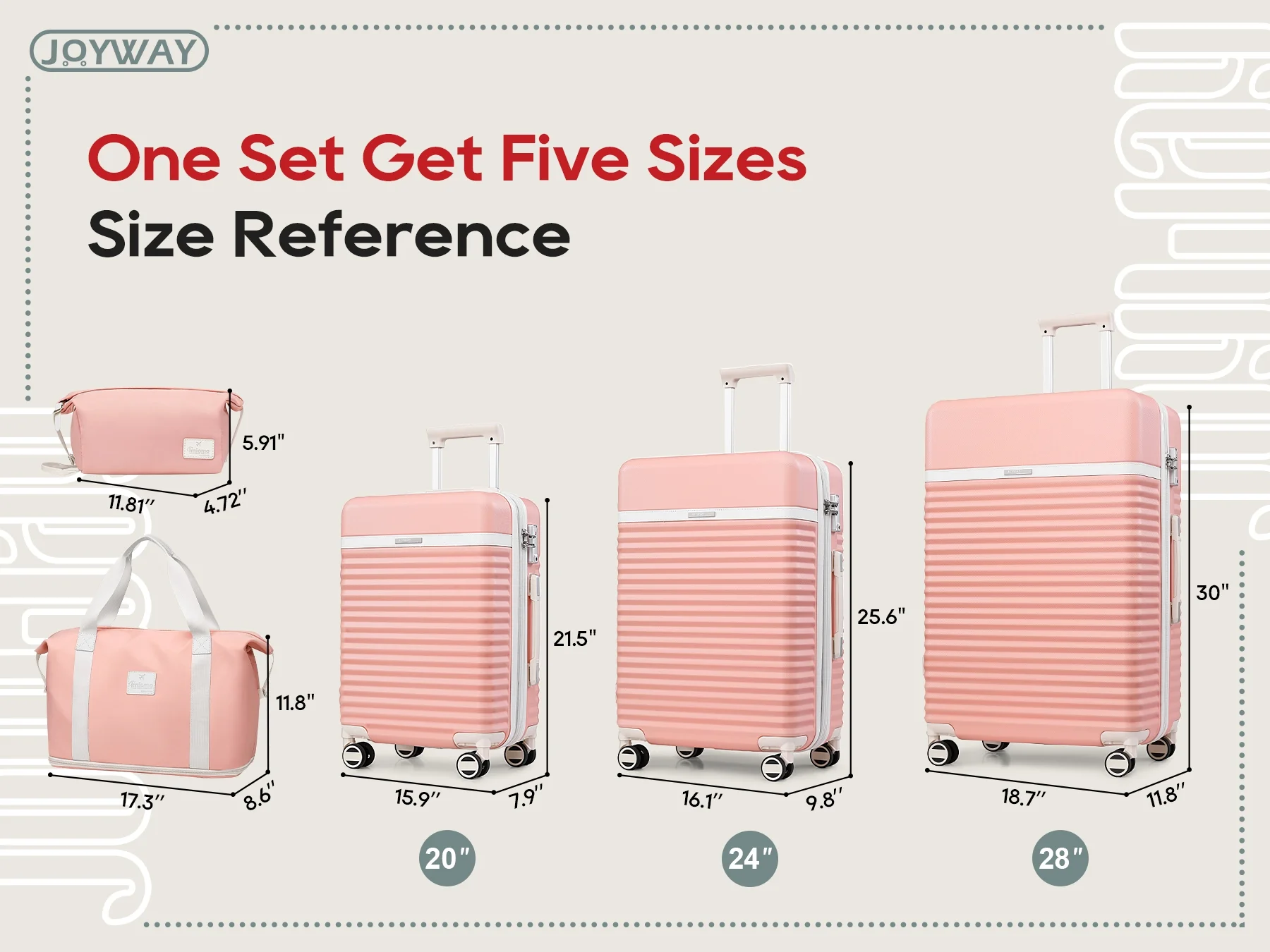 Joyway - 5-Piece Luggage Sets ABS Hardside Spinner Luggage -(Expandable Suitcase20
