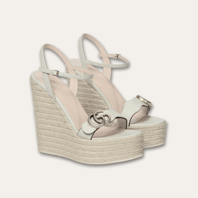 Invoice exchange size 35 -Gucci Wedge Sandals Espadrille Beige