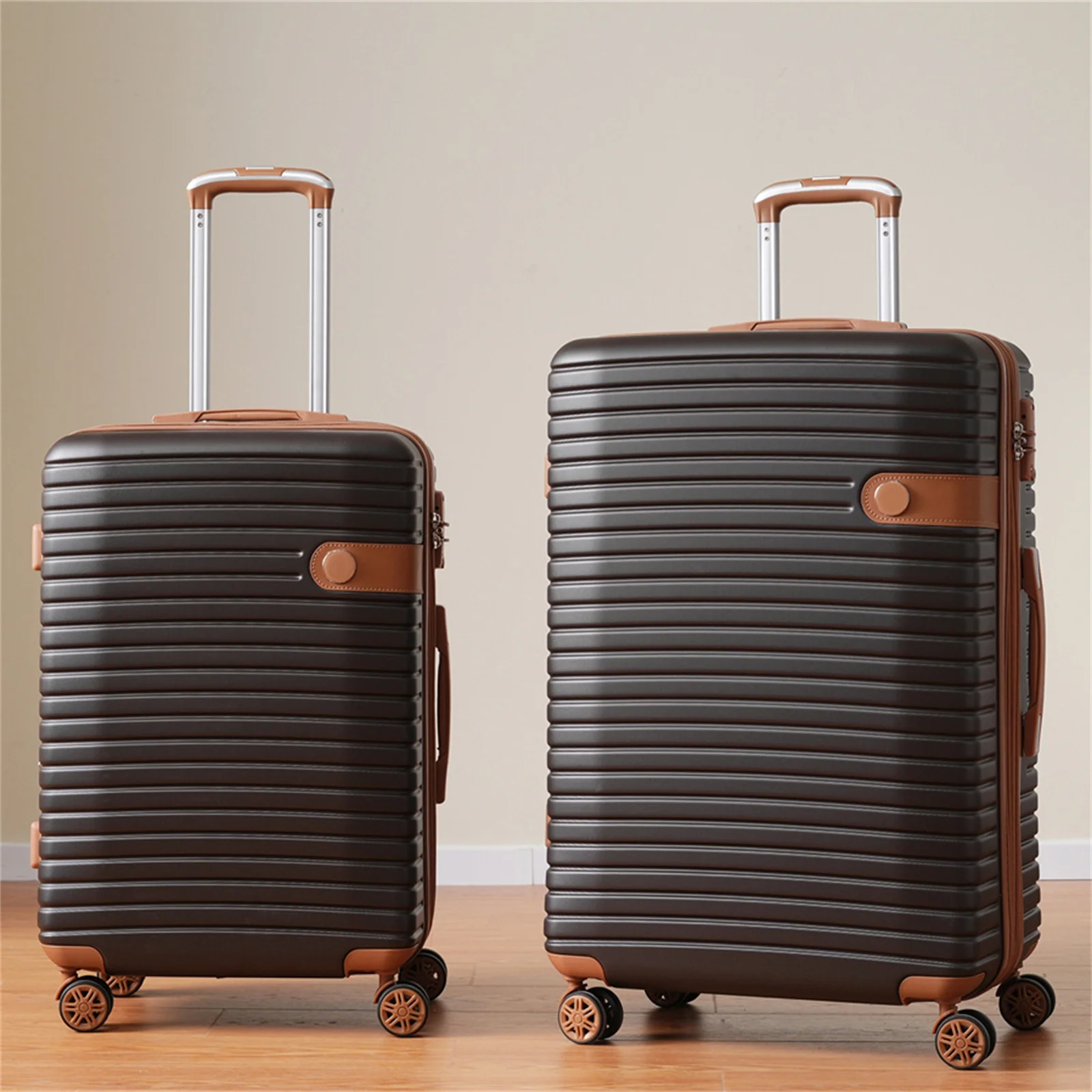 Kojooin 4 Piece Hardshell Expandable Suitcase Set with TSA Lock and Spinner Wheels, Chocolate