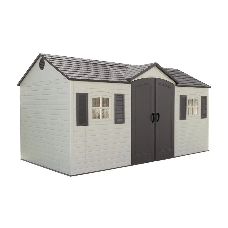 15 ft x 8 ft Double-Door Metal Storage Shed – Freestanding Backyard Utility Structure