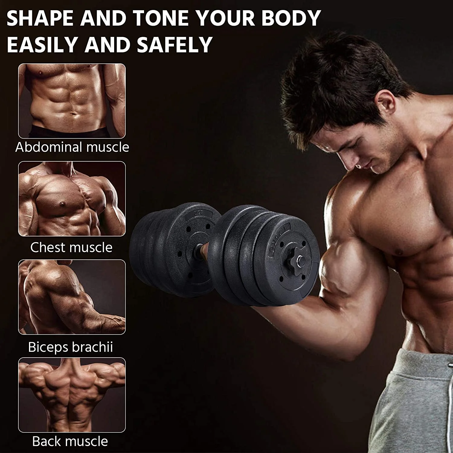 66LB Weight Dumbbell Set Fitness Adjustable Cap Gym/home Barbell Plates Body Workout for Women and Men Strength Training