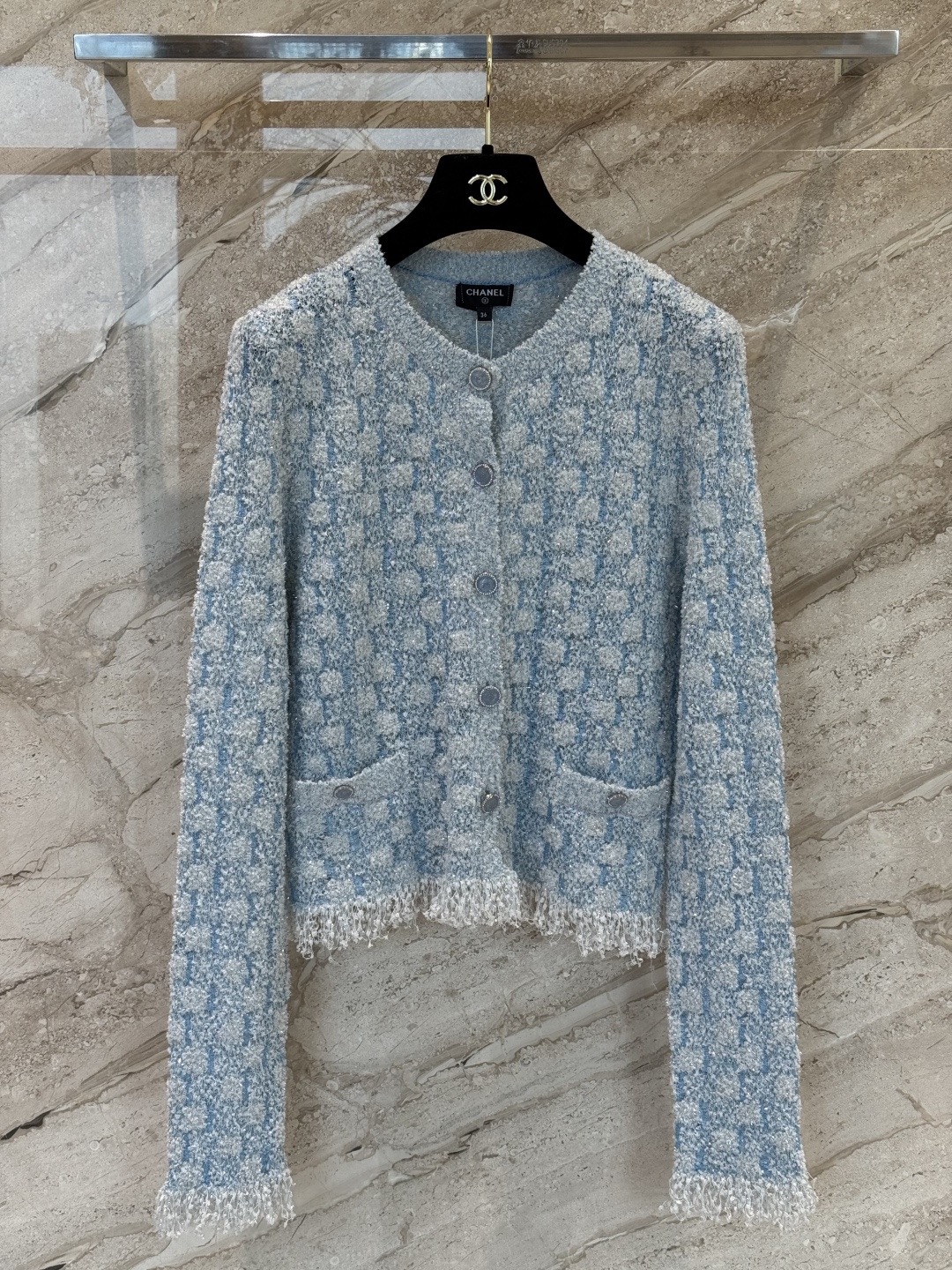 26C SS Collection Blue Tweed Cardigan