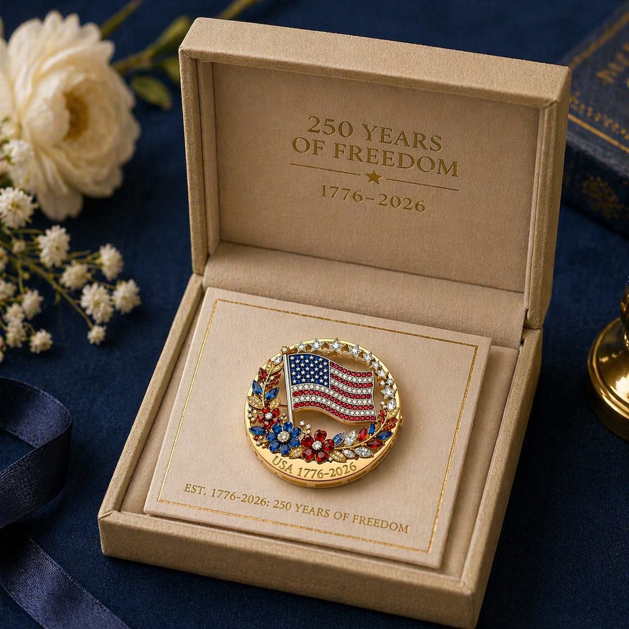 America’s 250th Anniversary Rhinestone Flag Pin