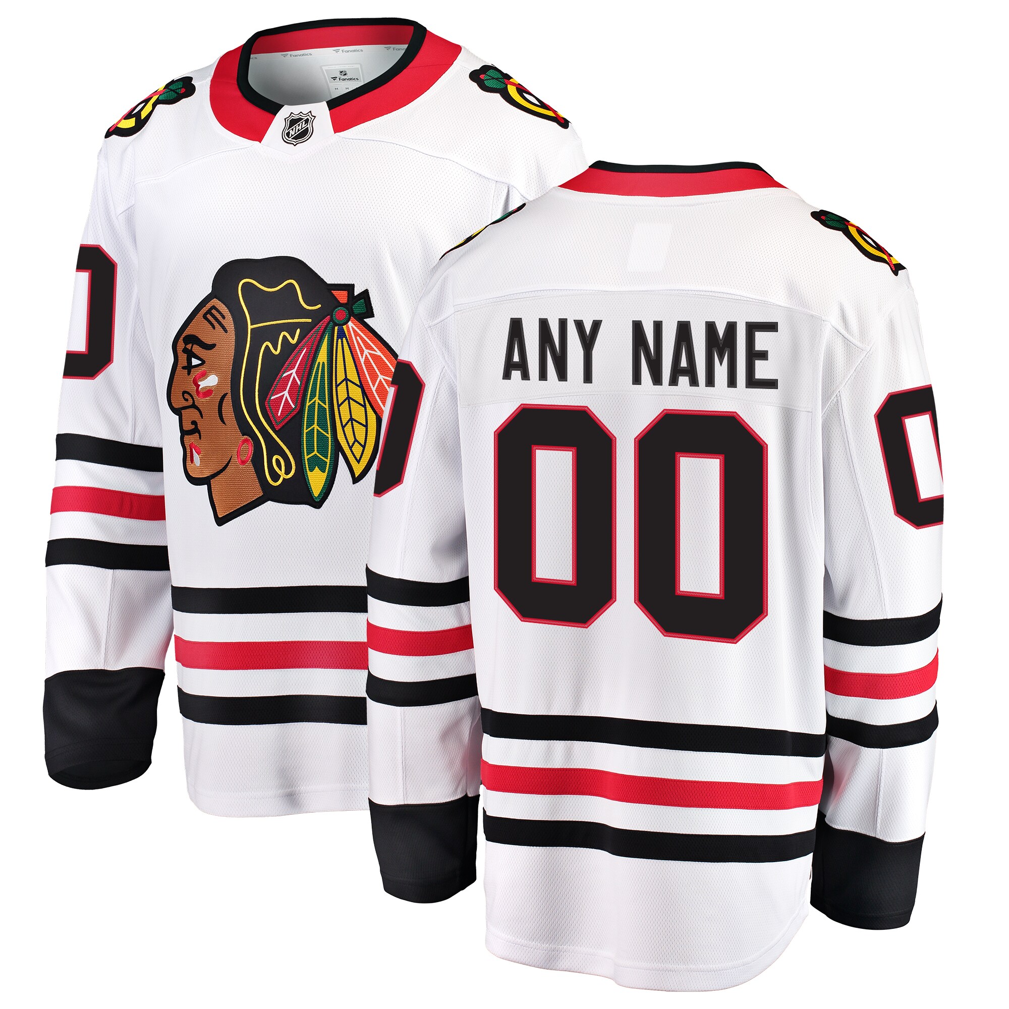 Chicago Blackhawks Fanatics Away Breakaway Custom Jersey – White