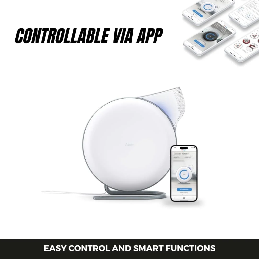 IQAir Atem Desk Personal HyperHEPA Air Purifier - Filters 99% of allergens, asthma triggers, airborne pollutants, odors and gasses - Perfect for offices or other small rooms (White)