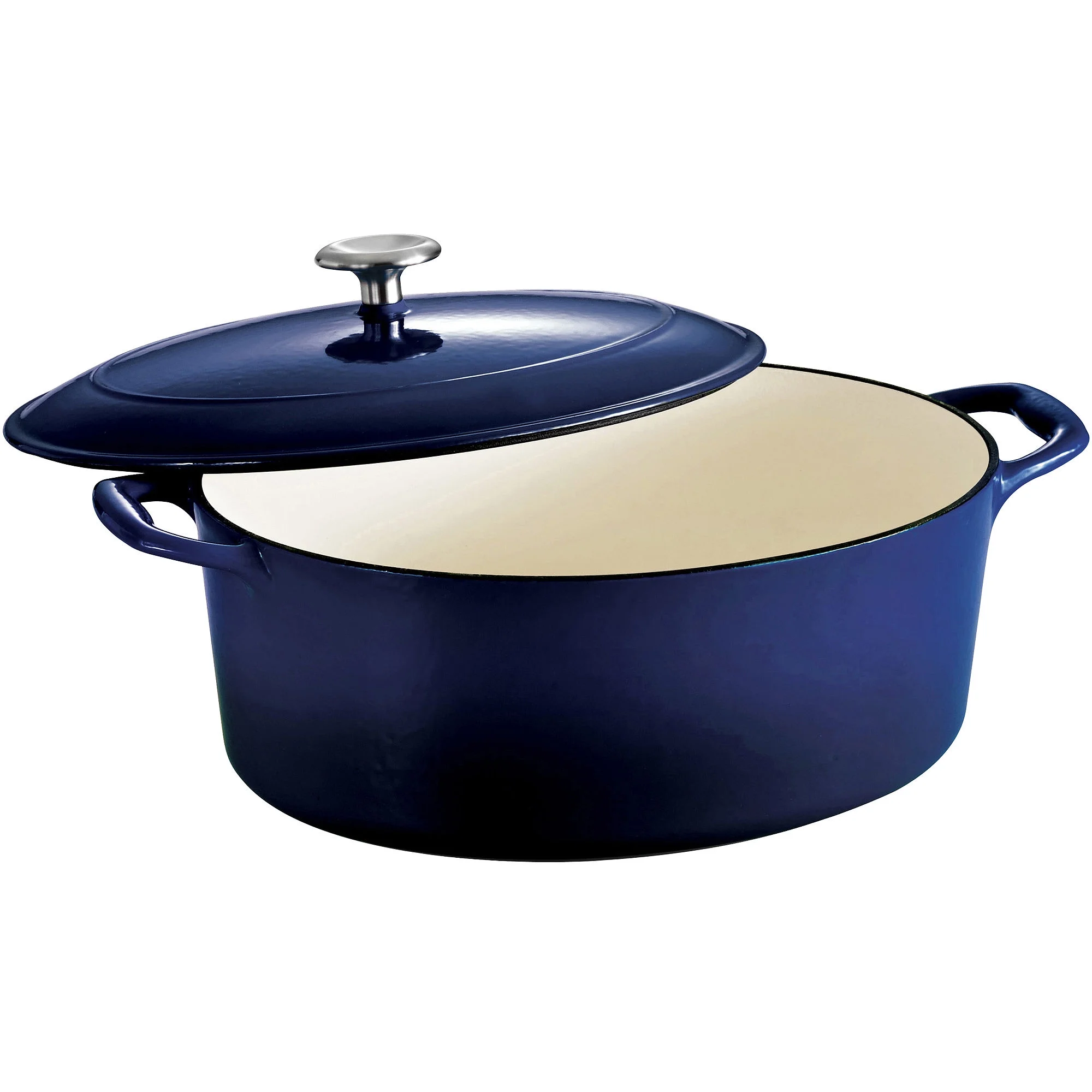 Tramontina Bestow 7-Quart Enameled Cast Iron Oval Dutch Oven with Lid, Gradated Cobalt, Oven-Safe