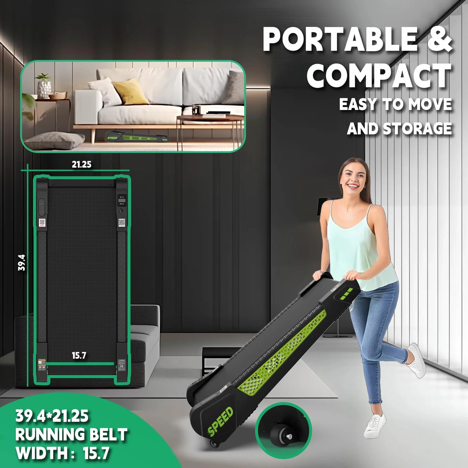 [TREADMILL CLEARANCE] FYC 2.5HP Folding Treadmill with Adjustable Height Desk & Incline - Compact Electric Treadmill Bluetooth Speaker for Running Walking Foldable Portable  (Silver)