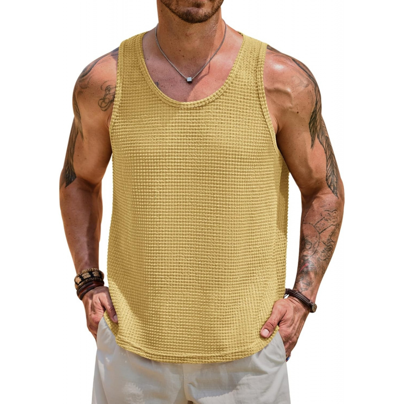 Men's Hollow Out Tank Top Vacation Summer See