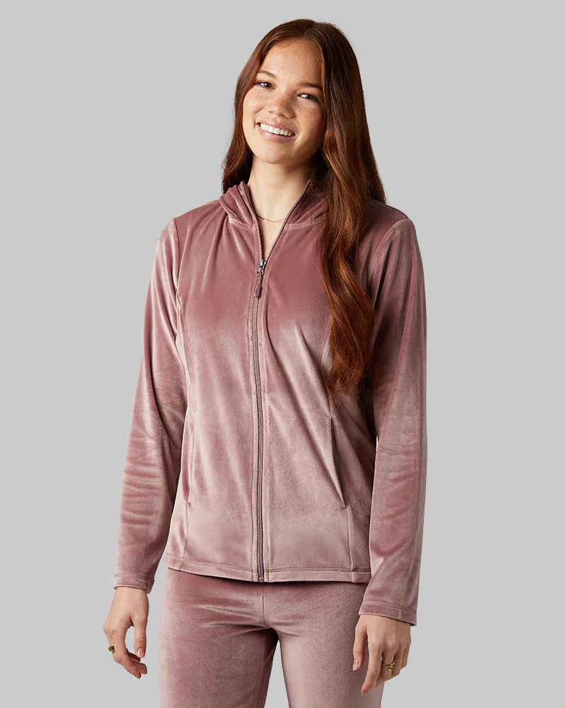WOMEN'S SOFT VELOUR HOODED FULL-ZIP