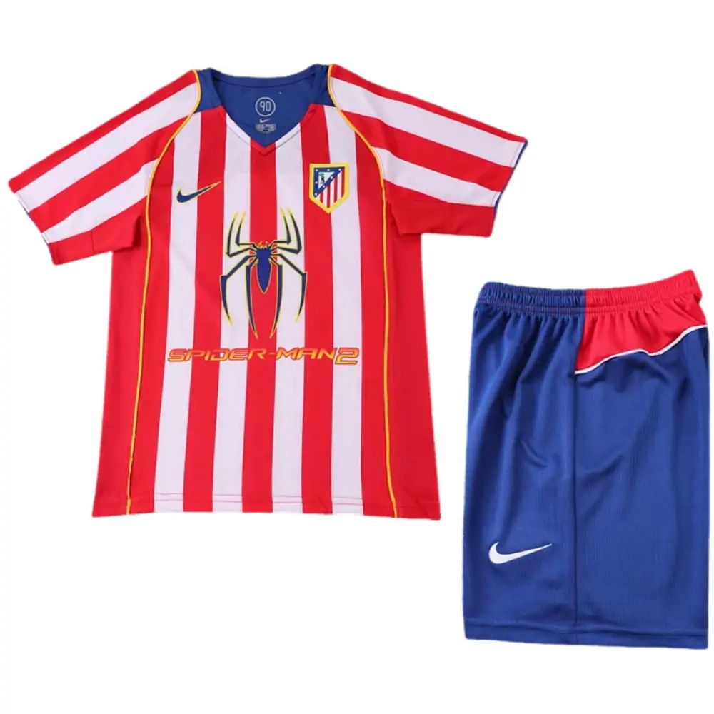 2004-05 Atletico Madrid Home Retro Children's Jersey Set - Fans Edition