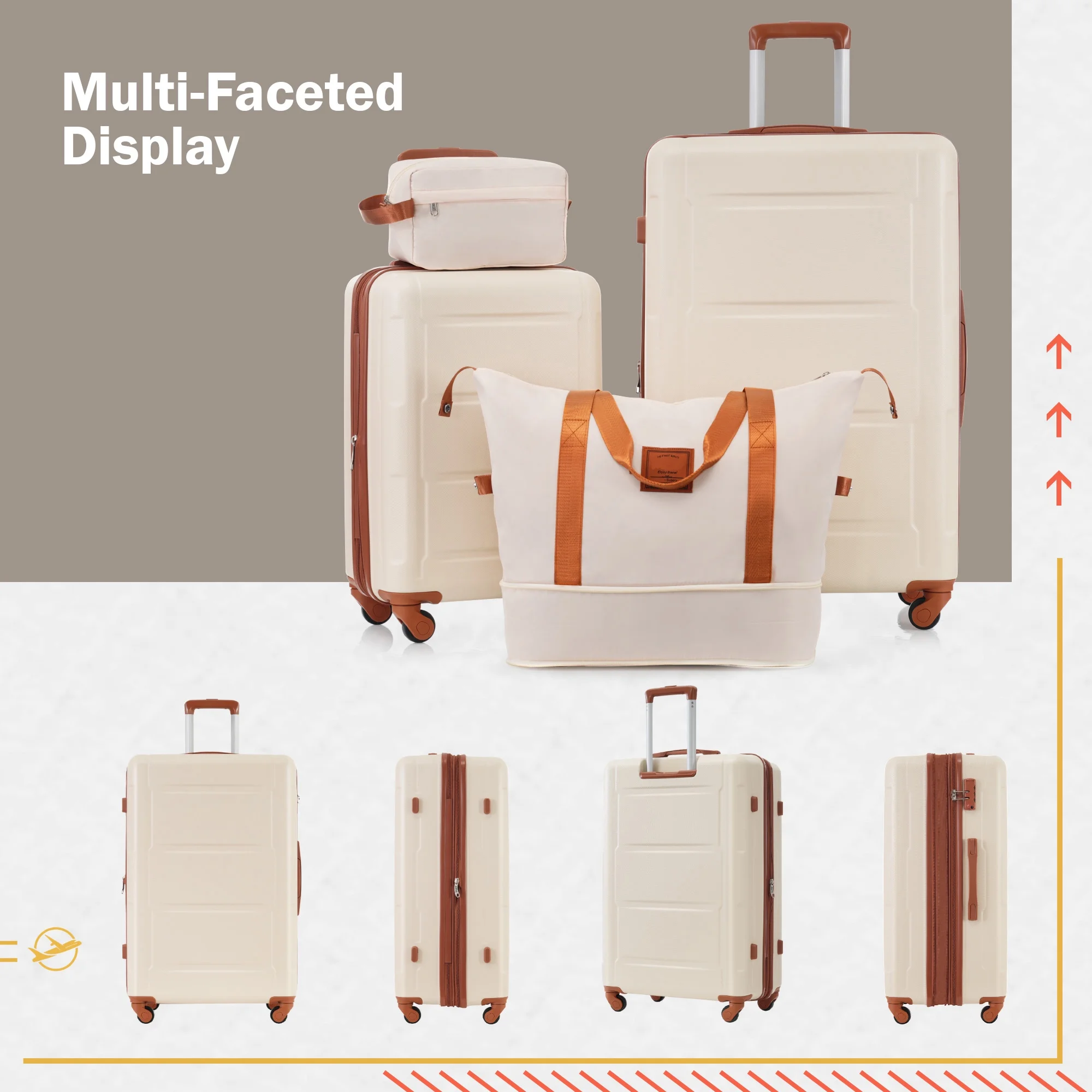 imerelez 2 Piece Luggage Set with Bags Expanable Spinner Wheels ABS Lightweight Suitcase with TSA Lock 20inch+28inch
