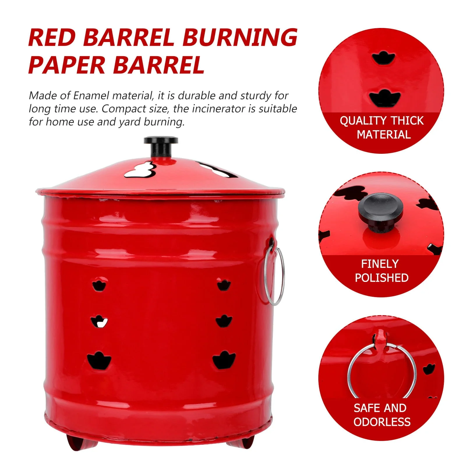 Hemoton Fire Pit Incinerator Barrel Burn Burning Bonfire Bucket Bin Bowl Cage Garden Fireplace Money Steel Stainless Outdoor