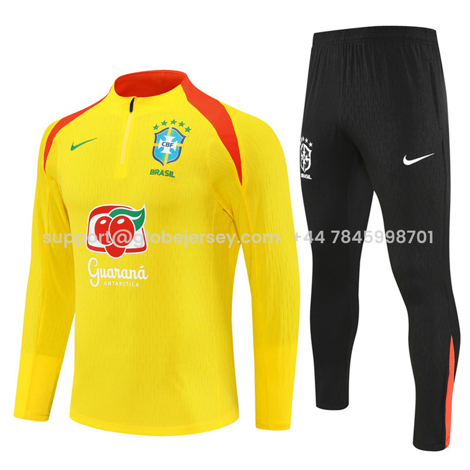 Brazil 25-26 Long Sleeve Training Set - Player Version - Yellow Top and Black Pants
