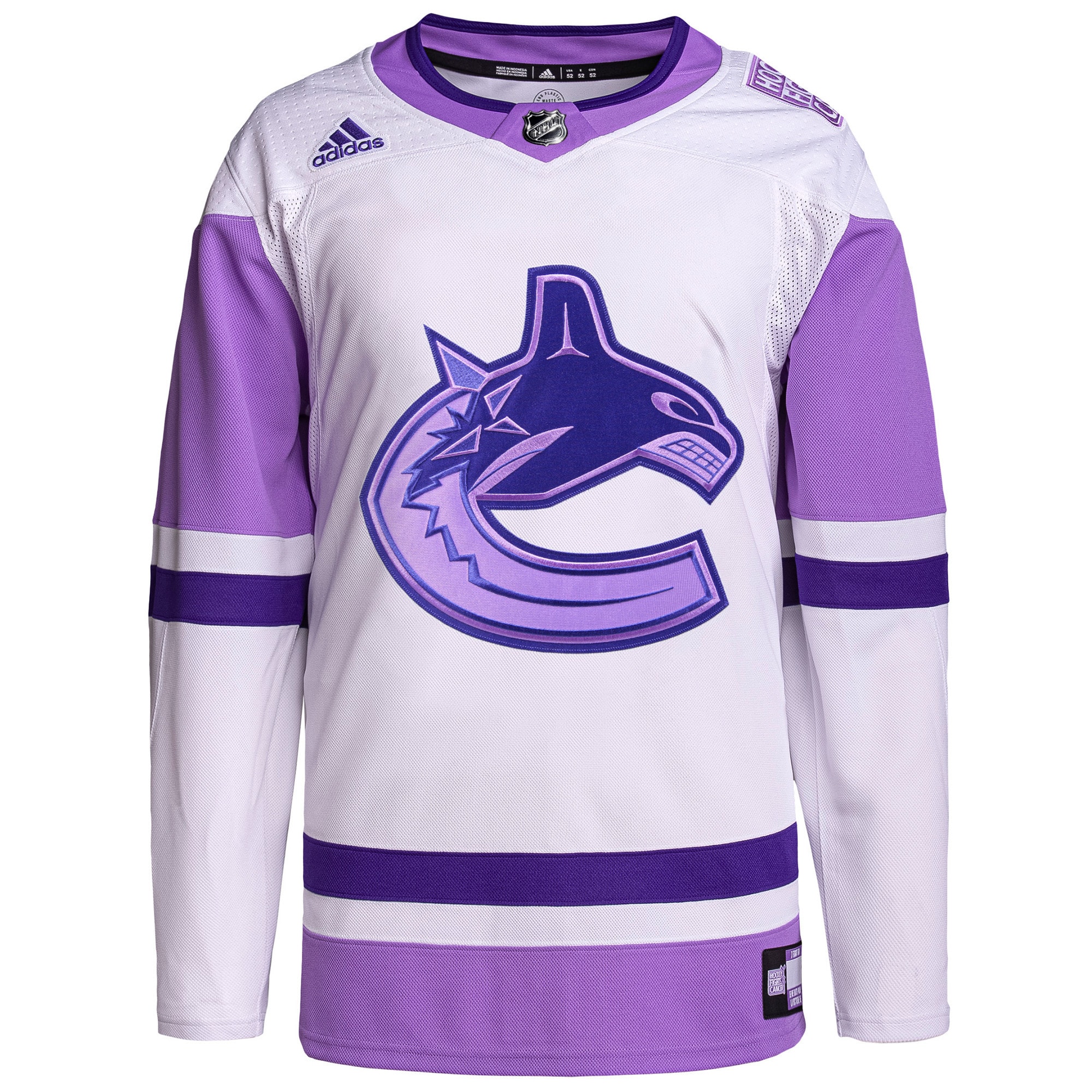 Vancouver Canucks  Hockey Fights Cancer Primegreen  Custom Jersey – White/Purple
